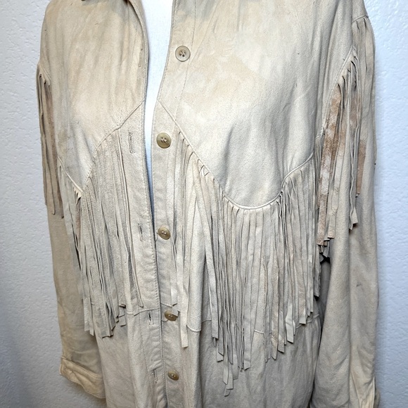 Saks Fifth Ave 100% suede top with fringe- vintage buttery soft amazing luxury - Picture 4 of 17